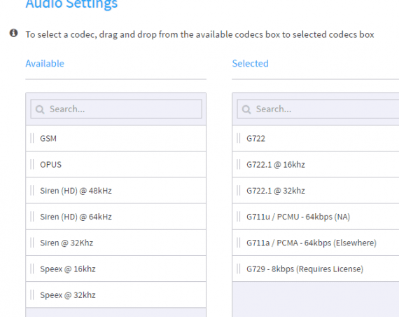 Hosted PBX Codecs